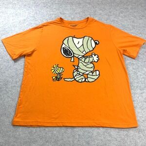 Snoopy Halloween Shirt Mens 2XL Peanuts Mummy Orange Graphic T-Shirt Woodstock